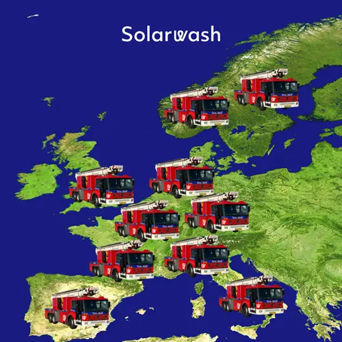 Afbeelding overzicht SolarWash in Europa - solar cleaning zonnepanelen reinigen